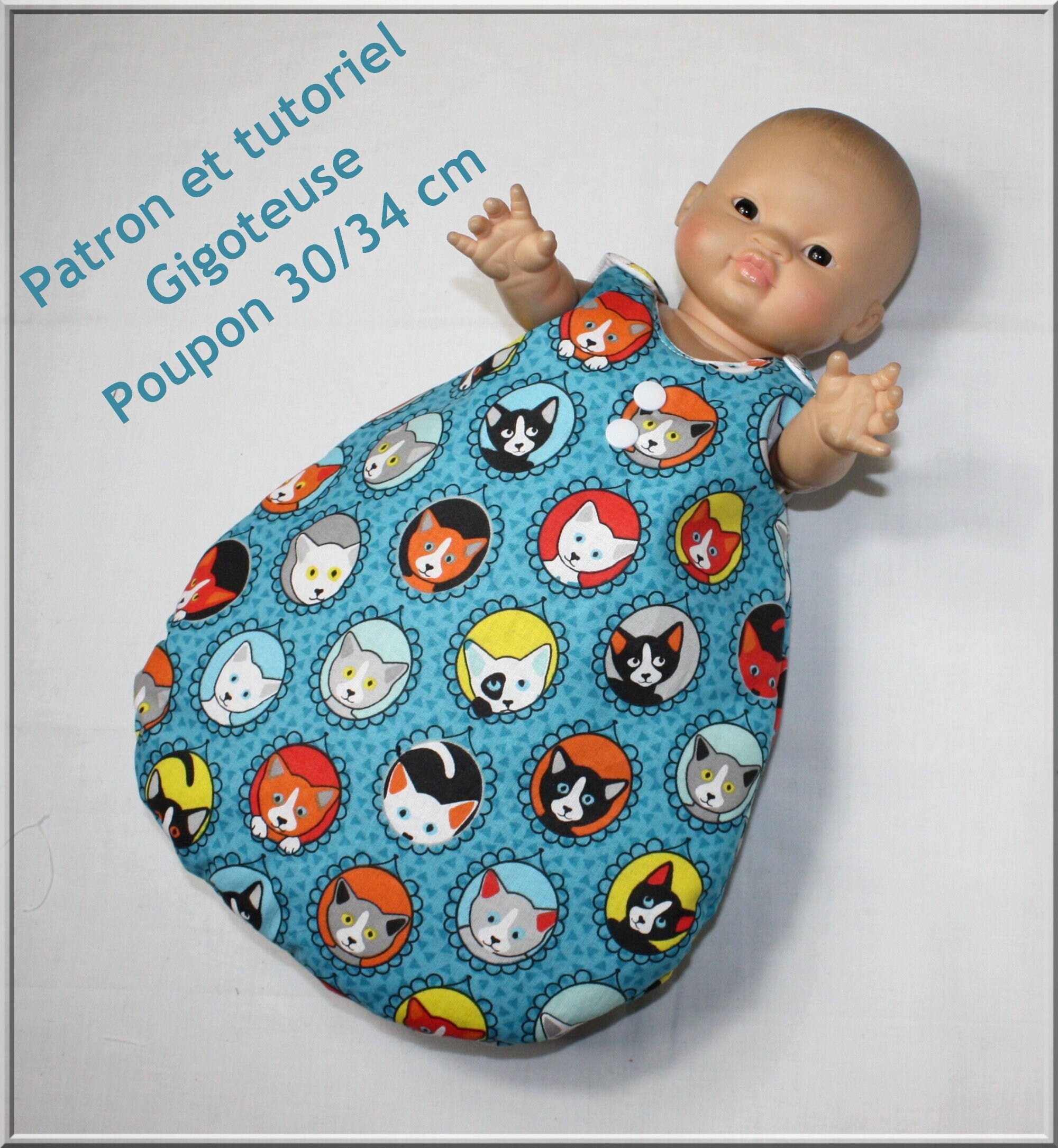 Gigoteuse Gris Jeans Pour Poupon Jusqu'à 55 Cm - Sac De Couchage Poupée, Accessoire Landau