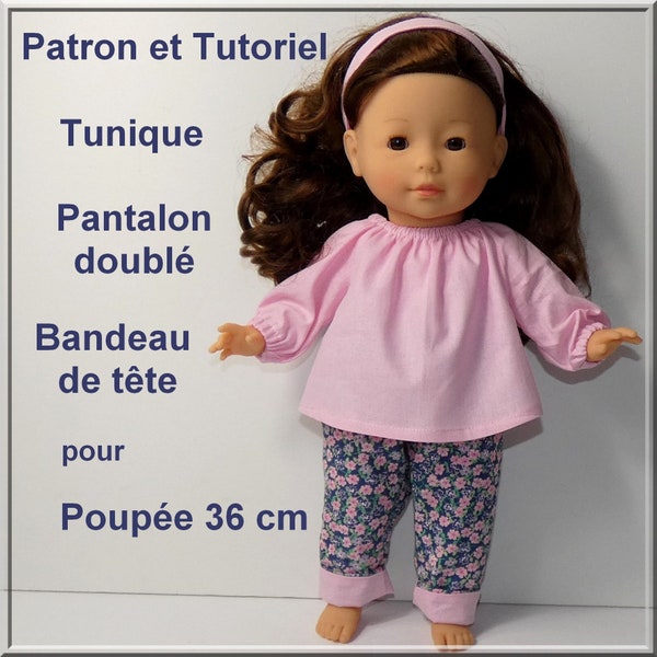 Patron et tutoriel : tunique, pantalon et bandeau de tête pour poupée 36 cm, DIY couture pour poupée 36 cm, patron de couture pour poupée