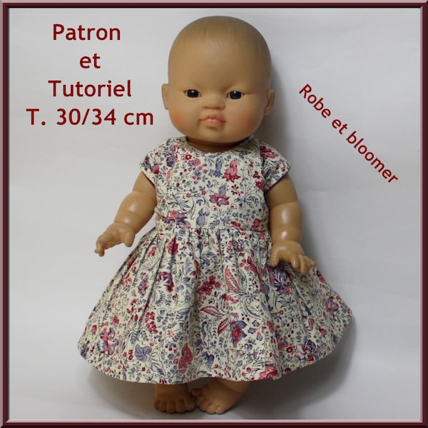 Pattern, tutorial, dress, bloomer, for, doll, 30 cm, tutorial, sewing, sew, clothing, for, doll, 30 cm, pattern, sewing, sewing