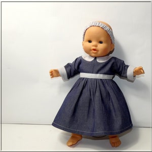 Long-sleeved Claudine collar dress, shorts and headband for 36 cm doll, clothes for 36 cm doll, long-sleeved dress with Claudine collar