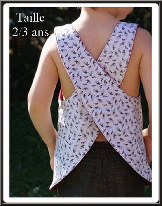 Patron Tablier Croise Dos Taille 2 3 Ans Patron De Etsy