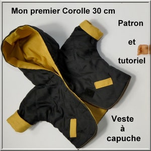 Tutorial and pattern jacket with hood for Mon Premier Corolle 30 cm baby doll, sewing baby clothes, tutorial, sewing pattern,