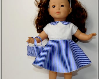Peter Pan collar dress, bag, headband and shorts for Ma Corolle 36 cm doll, clothes for Ma Corolle 36 cm doll,