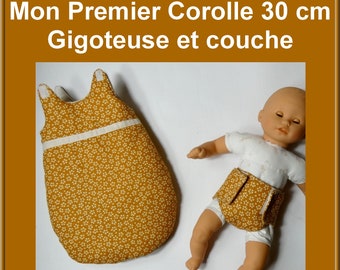 Pattern and Tutorial sleeping bag and diaper for baby Mon Premier Corolle 30 cm, DIY sewing, sewing for baby dolls, sleeping bag and diaper