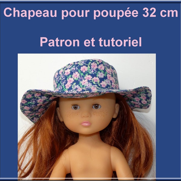 Tutoriel et patron Chapeau pour poupée 32 cm, DIY couture pour poupée 32 cm, patron et tutoriel pour un chapeau poupée 32 cm, DIY couture