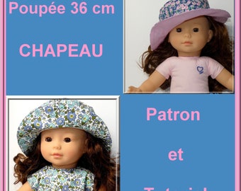 Hat for 36 doll tutorial and pattern, DIY sewing for 36 cm doll, pattern and tutorial for a 36 cm doll hat, sewing hat