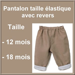 Pattern and tutorial Elastic waist pants with cuffs Size: 12 months and 18 months, DIY child sewing, Diy sewing, sewing for children