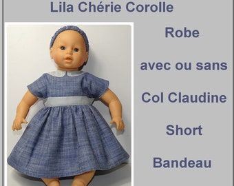 Patron et tutoriel Robe, short et bandeau de tête pour poupon 42 cm, Lila Chérie de Corolle, DIY couture, couture pour poupon 42 cm, DIY