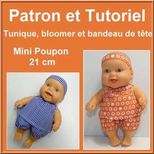 Pattern and tutorial: Tunic, bloomers and headband for a 21 cm Paola Reina minidoll image 1