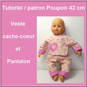Patron et tutoriel Veste cache-coeur et pantalon pour poupon 42 cm, Lila Chérie de Corolle, DIY couture, couture pour poupon 42 cm
