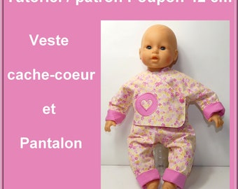 Patron et tutoriel Veste cache-coeur et pantalon pour poupon 42 cm, Lila Chérie de Corolle, DIY couture, couture pour poupon 42 cm