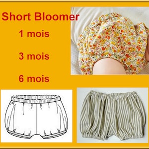 Tutorial and pattern Short Bloomer Size 1 month, 3 months and 6 months. DIY sewing for baby
