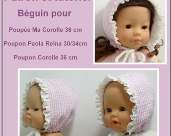 Béguin pour un poupon et poupée : Tutoriel et patron , DIY couture pour poupon et poupée