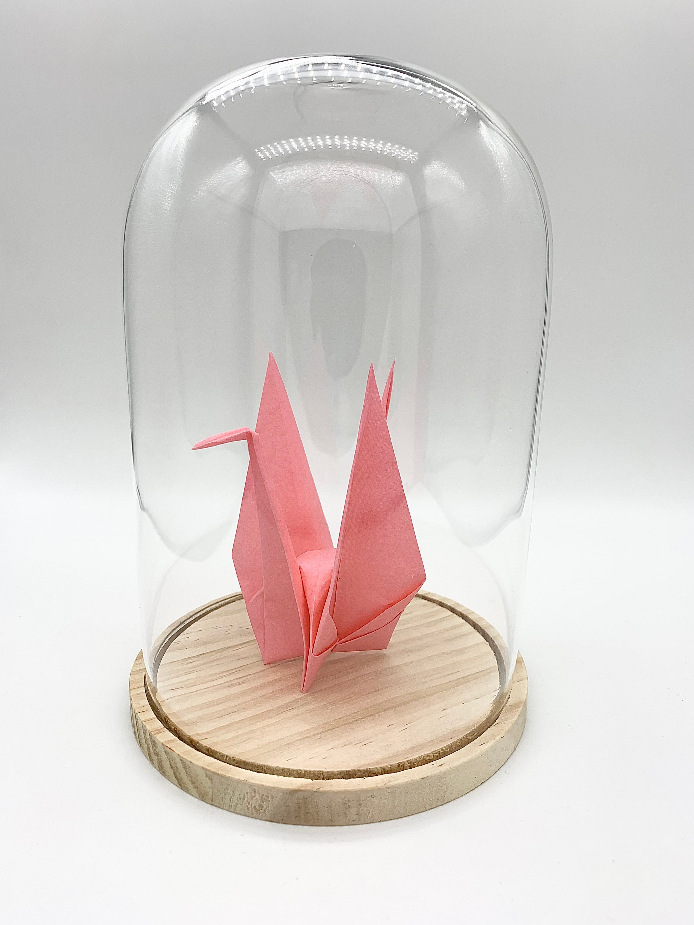 Grue en Origami Sous Un Globe Verre