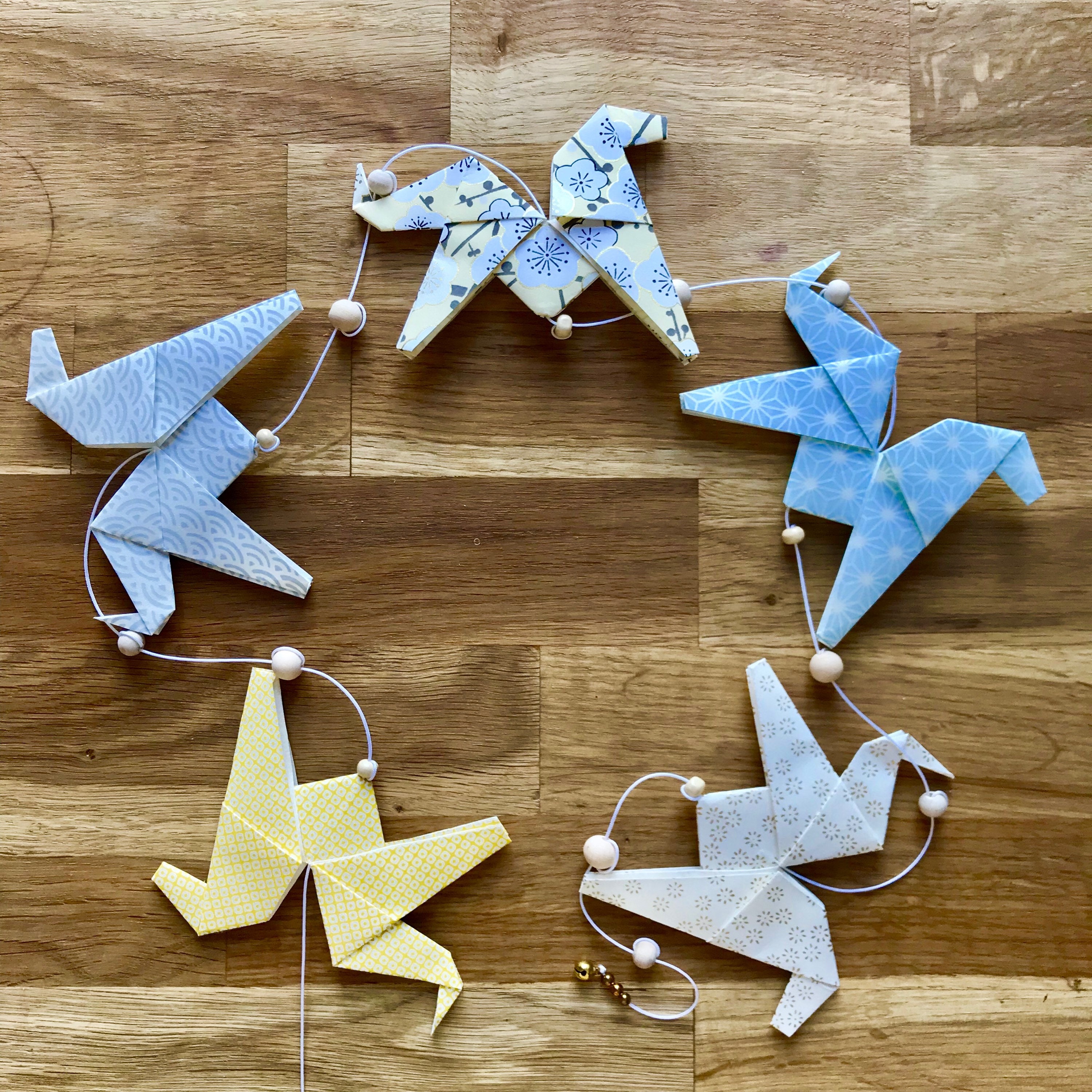 Yellow And Blue Horses Origami Carousel