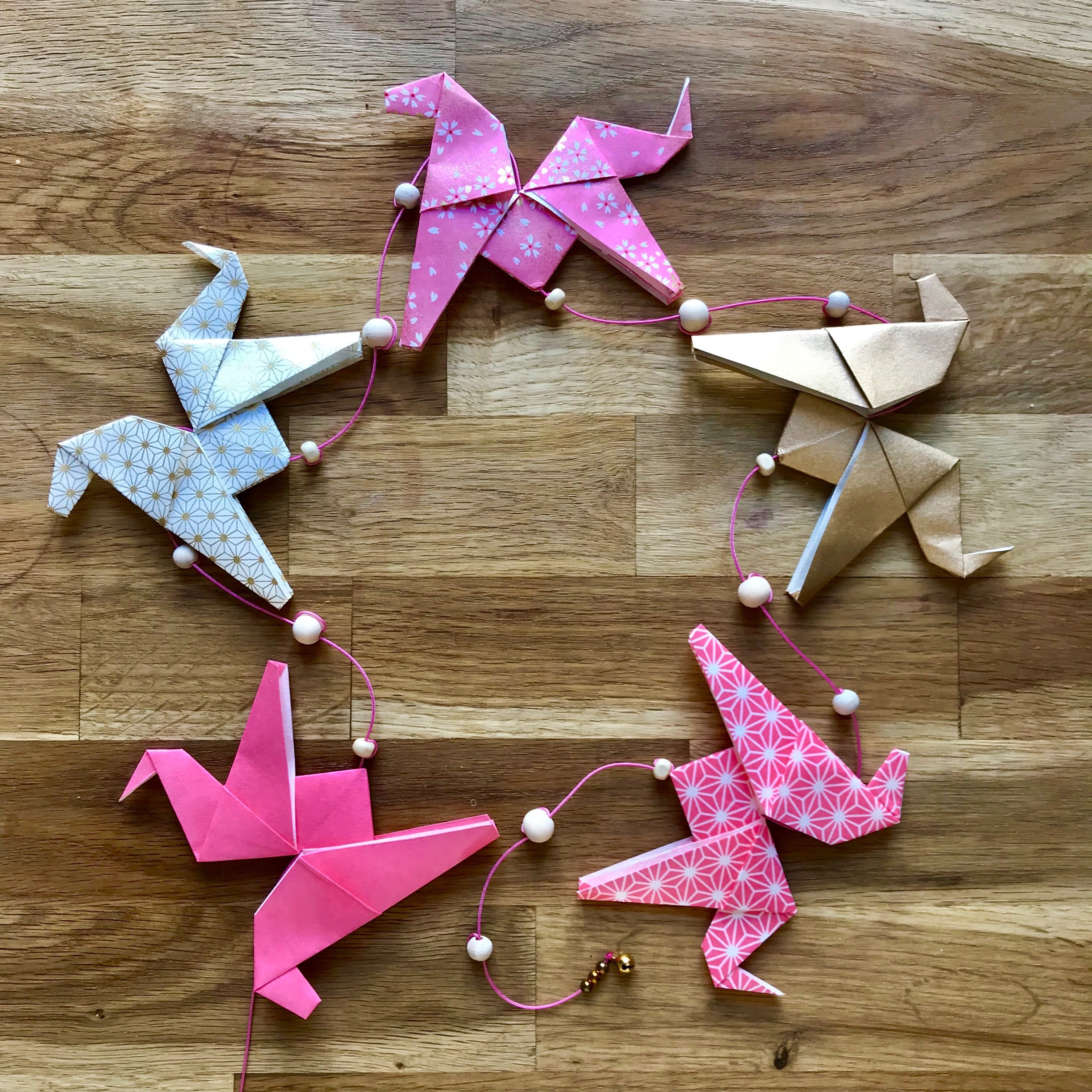 Pink And Gold Horses Origami Carousel