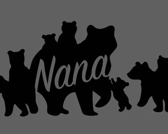 nana grandma Bear with grand kids .SVG file for vinyl cutting