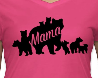 Mama Bear with 7, 8, 9 cubs Large Family .SVG file for vinyl cutting