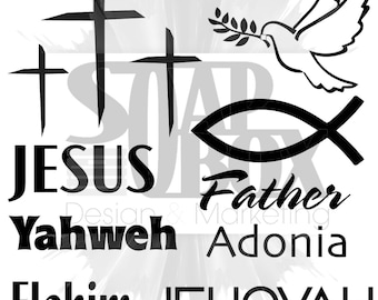 Christian Symbols Names of God .SVG file for vinyl cutting