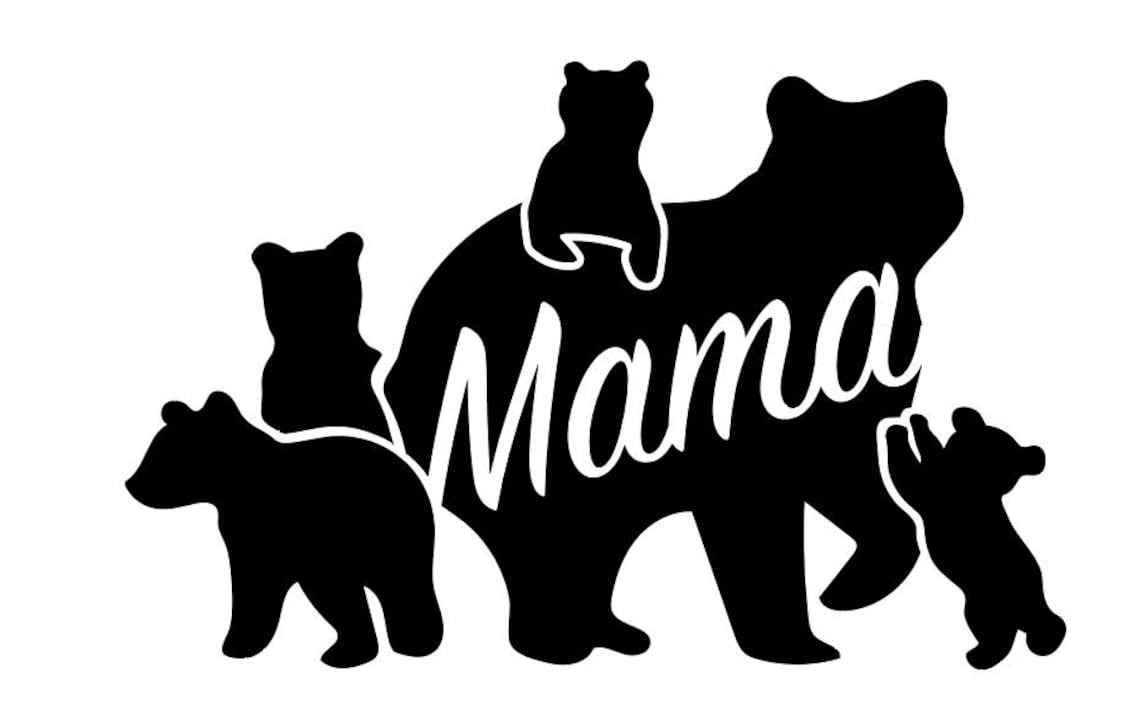 Mama Bear With 4 5 6 Cubs Large Family .SVG File for Vinyl - Etsy Canada