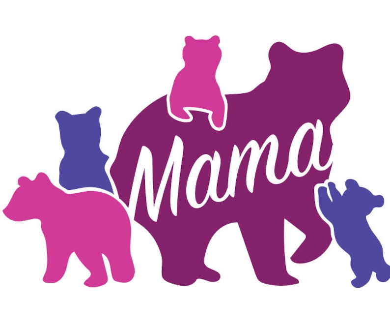 Download Mama Bear with four 4 cubs .SVG file for vinyl cutting | Etsy