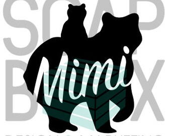 Mimi grandma Bear with grand kids .SVG file for vinyl cutting