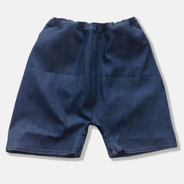 Short en jean à ouverture facile pour incontinents adultes