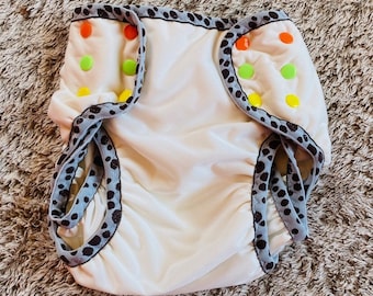 All-in-one washable diaper in pul with snaps