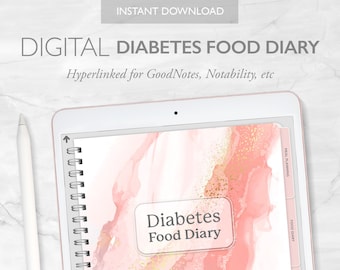 DIGITAL Diabetes Food Diary for GoodNotes, Notability  |  Hyperlinked Pages  |  PDF File  |  Vertical Planner