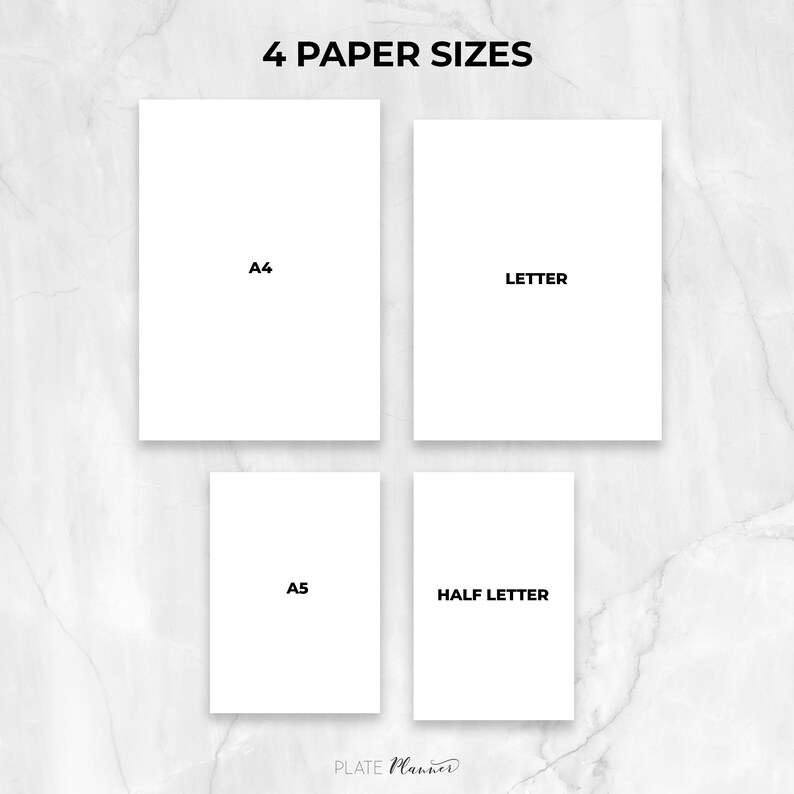 Printable Download Available Paper Sizes: A4, A5, Letter and Half Letter
