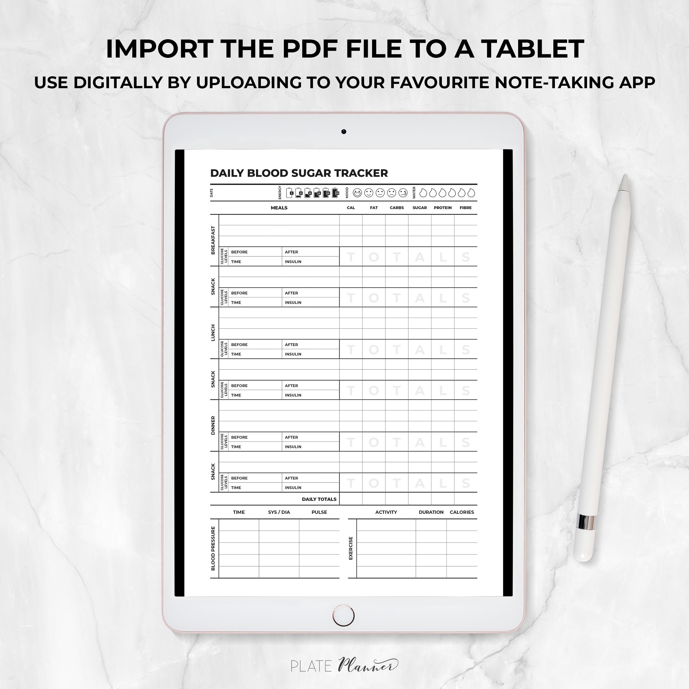 Blood Sugar Tracker Printable | Diabetes Log Sheet | Glucose Monitoring ...