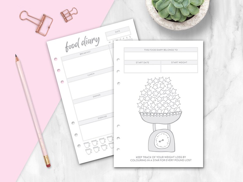 A5 Food Diary Inserts For Weight Loss