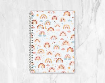 Boho Rainbow Diabetic Meal Planner, A5 Spiral Bound Book, Type 1, Type 2 Diabetes Tracker, Blood Pressure Monitoring, Sugar Glucose Levels