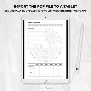 Habit Tracker Printable Download Imported onto a tablet to use in a note-taking app