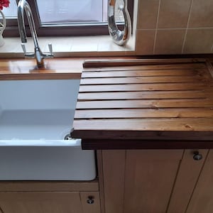 Large Solid Pine Draining Board for a belfast/butler sink medium finish L image 1