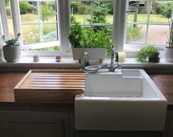 Raised Solid Oak Draining Board for a Belfast Sink for Quality All
