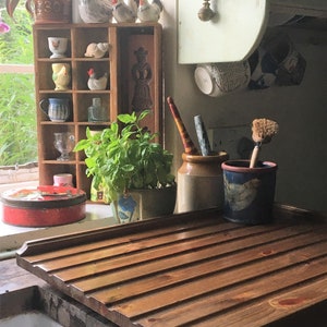 Large Solid Pine Draining Board for a belfast/butler sink medium finish made in Nottinghamshire England image 4