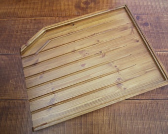 Right Hand Side Large Solid Pine Draining Board for a belfast/butler sink medium brown lacquer semi matt finish