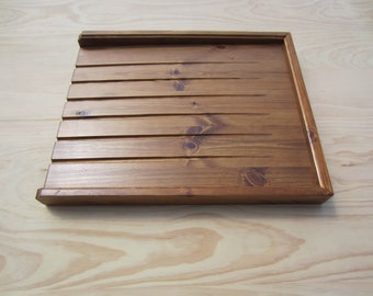 Large Solid Pine Draining Board for a belfast/butler sink medium finish made in Nottinghamshire England