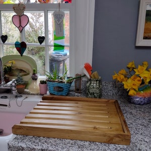 Large Solid Pine Draining Board for a belfast/butler sink medium finish made in Nottinghamshire England image 10