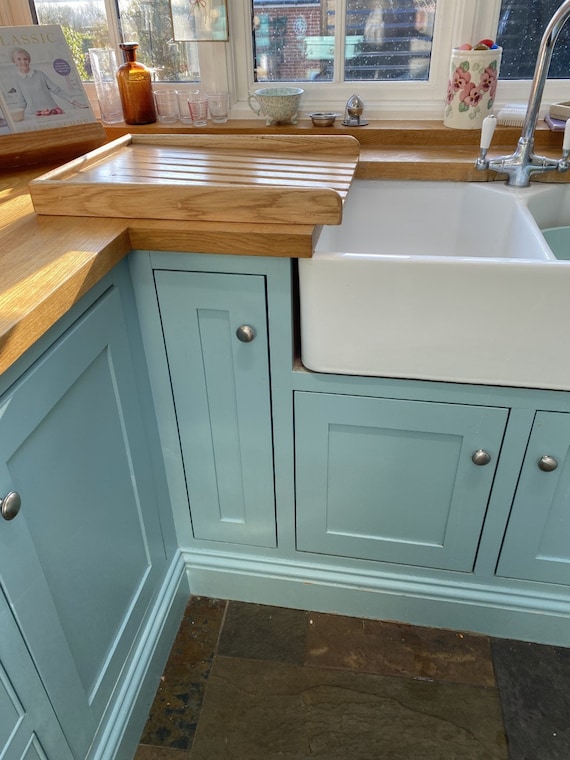Large Sloping Solid Oak Draining Board for Belfast Sink for Quality All Our Oak Boards Screwed and Glued With Oak Dowels to Cover Not Nailed Etsy UK