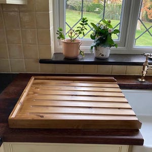 Large Solid Pine Draining Board for a belfast/butler sink medium finish L image 2