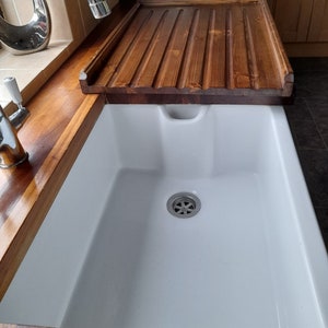Large Solid Pine Draining Board for a belfast/butler sink medium finish made in Nottinghamshire England image 3