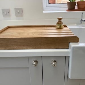 Large Raised Solid Oak Draining Board for Belfast sink For Quality all Our Oak boards screwed and glued with oak dowels to cover not nailed