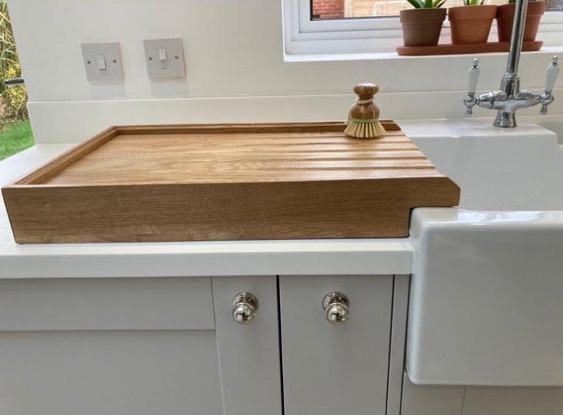 Large Raised Solid Oak Draining Board for Belfast sink For Etsy