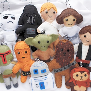 Star Wars Inspired Character Ornaments, Holiday ornaments, Felt Star Wars Characters, Christmas ornaments, Birthday gifts, Valentines, decor