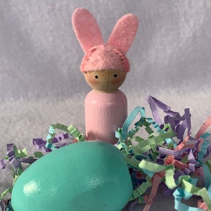Bunny wood peg dolls, Easter bunny dolls for pretend play, preschool toys, wooden toys, Waldorf Toys, Springtime Peg Dolls, Felt & Wood Toys
