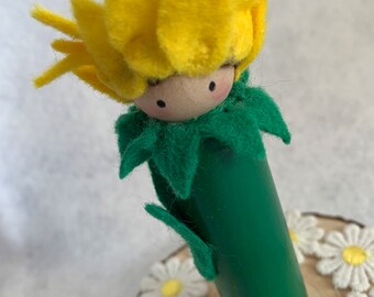 Handmade Felt Flower Peg Doll, Waldorf Toy