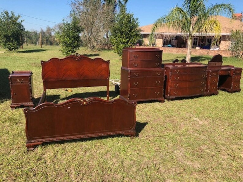 Vintage Mahogany Bedroom Set Complete Matching Set With Mirrors