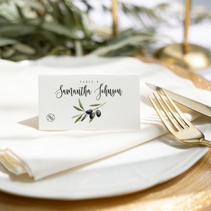 Vineyard Place Cards with Meal Choice and Table Numbers - Printed and Tented Escort Cards for your Wedding Reception